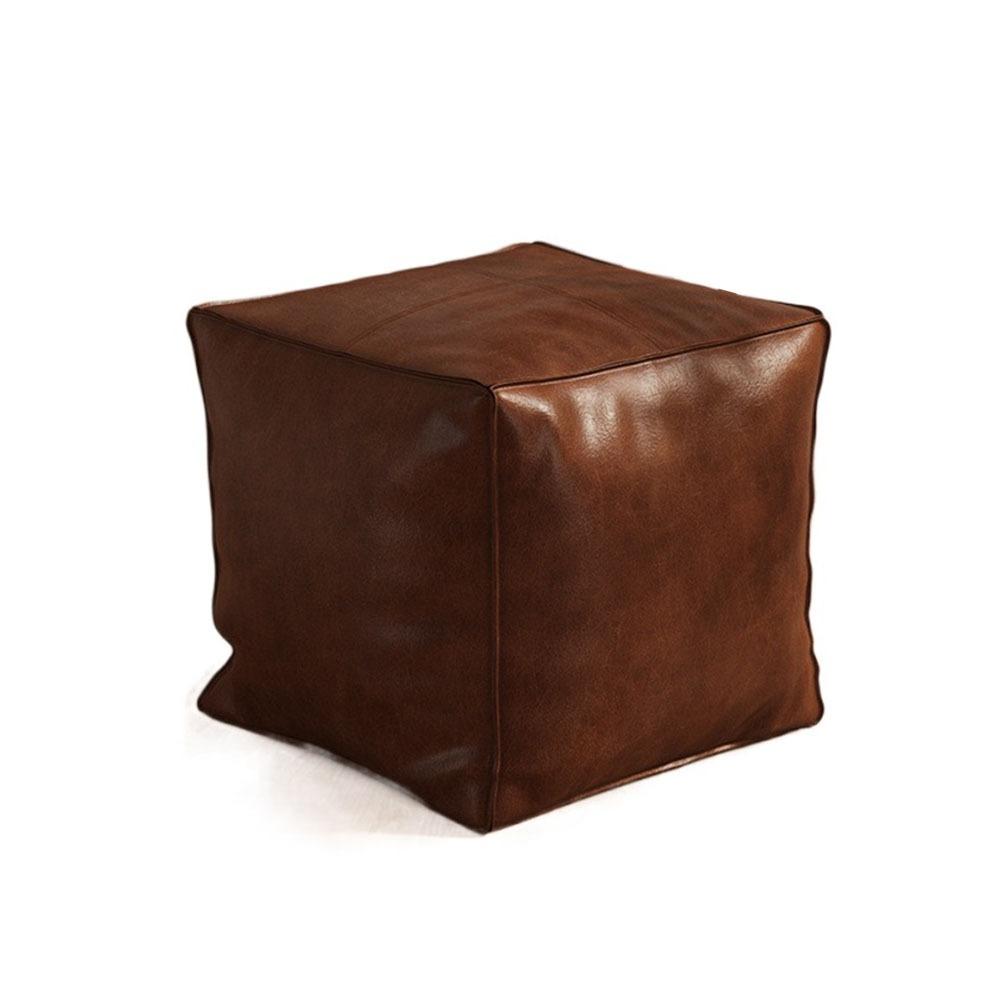 Пуф из искусственной кожи большой вместимости Нескользящий марокканский пуф Современный кожаный пуф Балкон коричневый